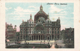 BELGIQUE - Anvers - Gare Centrale - Colorisé -  Carte Postale Ancienne - Antwerpen