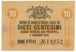 10 CENTESIMI CASSA VENETA DEI PRESTITI OCCUPAZIONE AUSTRIACA 02/01/1918 SUP - Occupazione Austriaca Di Venezia