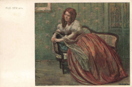 ARTS - Tableaux & Peinture - Femme Assise Sur Un Sofa - RUD BEM Pinx -  Carte Postale Ancienne - Malerei & Gemälde