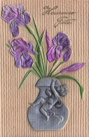 Illustrateur - Style Kirchner - Relief - Métalisé - Angelo - Iris - Fleur - Carte Postale Ancienne - Ohne Zuordnung