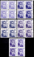 50P -DEFINITIVE- E V RAMSAMI- PERSONALITY - 5 X BLOCKs OF 4 - ERROR -DRY PRINTS- INK VARIETY- INDIA-MNH-IE-92 - Plaatfouten En Curiosa