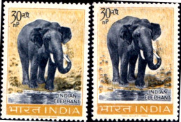 INDIAN ELEPHANT- 30np-WATERMARKED- INDIA 1963- COLOR VARIETY -MNH-IE-92 - Varietà & Curiosità