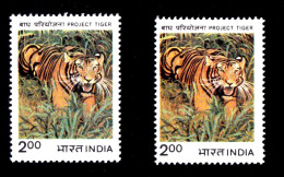 WILDLIFE- PROJECT TIGER- INDIA 1983- COLOR VARIETY -MNH-IE-92 - Plaatfouten En Curiosa
