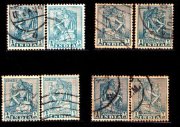 BUDDHISM- ARCHAEOLOGICAL SERIES- DIE I & DIE II- 4X2 SETS- ERROR-COLOR VARIETIY- SCARCE-INDIA-1949-FU-IE-94 - Boeddhisme