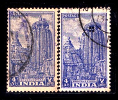 HINDUISM- ARCHAEOLOGICAL SERIES-PRE DECIMAL- 4 ANNA-PURI TEMPLE, BHUVANESWAR-COLOR VARIETIY- SCARCE-INDIA-1949-FU-IE-94 - Induismo