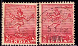 HINDUISM- ARCHAEOLOGICAL SERIES- 2ANNA-NATARAJA - ERROR-COLOR VARIETIY- SCARCE-INDIA-1949-FU-IE-94 - Hindouisme