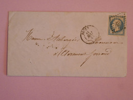 DA7 FRANCE   BELLE LETTRE   1861 ROUEN A CLERMONT F.  + NAPOLEON N°14 +AFFR. INTERESSANT+++ - 1853-1860 Napoleon III