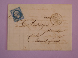 DA7 FRANCE   BELLE LETTRE   1861 LILLE A CLERMONT F.   + NAPOLEON N°14 +AFFR. INTERESSANT+++ - 1853-1860 Napoléon III