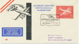 ÖSTERREICH 16.7.1960, AUA Erstflug „SALZBURG – PARIS“    AUSTRIA Superb First Flight With AUA - Primeros Vuelos