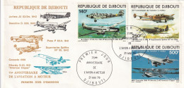 Thème Aviation - Djibouti - Enveloppe - Avions