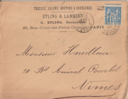 1897 - VARIETE PIQUAGE ! SAGE / LETTRE De PARIS => NIMES - 1876-1898 Sage (Type II)