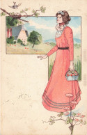 FANTAISIES -  Femmes - Femme à Robe Rose  - Colorisé - Carte Postale Ancienne - Photographie