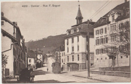 CPA  Cernier (Suisse) RARE Le Tram Dans La Rue Soguel    Ed ??  4213 - Cernier