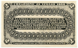 2 LIRE PROVA RETRO NERO BANCA NAZIONALE NEL REGNO D'ITALIA 25/07/1866 SUP - Andere & Zonder Classificatie