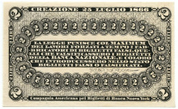2 LIRE PROVA RETRO NERO BANCA NAZIONALE NEL REGNO D'ITALIA 25/07/1866 SUP - Altri & Non Classificati