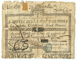 9 SCUDI BOLLATURA MACERATA CEDOLA SACRO MONTE DELLA PIETÀ DI ROMA 15/01/1788 MB - Other & Unclassified