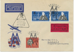 DDR 1958 Leipziger Herbst-Messe Sonderflug Der Deutschen   Lufthansa Ost „LEIPZIG – ERFURT“ Als Eilbote-/Express-Lupo-Bf - Airmail