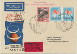 DDR 1959, Leipziger Frühjahrs-Messe Deutsche Lufthansa Ost Sonderflug „BERLIN – LEIPZIG“ Als Eilbote-/Express-Lupo-Bf - Correo Aéreo