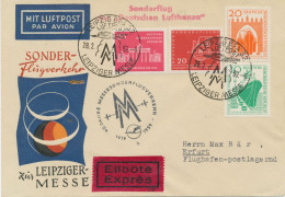 DDR 27.2.1959, Leipziger Frühjahrs-Messe Deutsche Lufthansa Ost Sonderflug „LEIPZIG – ERFURT“ Als Eilbote-/Express-Lupo- - Posta Aerea