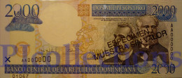 DOMINICAN REPUBLIC 2000 PESOS ORO 2000 PICK 164s SPECIMEN UNC - Dominikanische Rep.