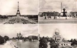 FRANCE - Paris - La Tour Eiffel - Place De La Concorde - Notre Dame - Le Sacré Coeur - Carte Postale Ancienne - Tour Eiffel