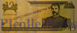 DOMINICAN REPUBLIC 10 PESOS ORO 2000 PICK 159s SPECIMEN UNC NUMBER "0414" - Dominikanische Rep.