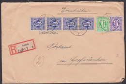Aurich R-Doppel-Brief  11.4.46 An Postamt Großräschen, Dabei 25 Pfg. Im Senkr. 4er-Streifen, Portogenau - Covers & Documents