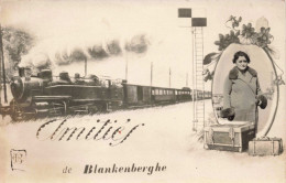 BELGIQUE - Flandre Occidentale - Blankenberge - Départ D'un Train - Carte Postale Ancienne - Blankenberge