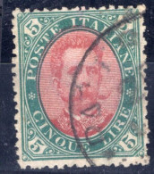 Regno Italia (1891) - 5 Lire Ø - Firmato - Oblitérés