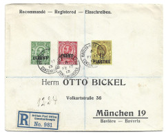 GREAT BRITAIN UNITED KINGDOM ENGLAND - BRITISH LEVANT - POST OFFICE IN CONSTANTINOPLE TURKEY - 1913 REG COVER TO GERMANY - Brits-Levant