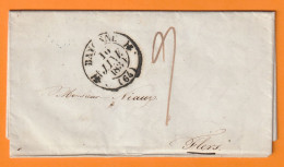 1829 - Lettre Pliée Avec Correspondance De BAYONNE, Grand Cachet Fleuronsvers FLERS,  Via  Paris - Taxe 9 - 1801-1848: Précurseurs XIX