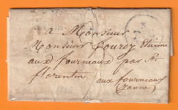 1828 - Lettre Pliée Avec Correspondance De Villeneuve L'Archeveque Vers Les Fourneaux,  Via  Florentin, Yonne - 1801-1848: Precursors XIX