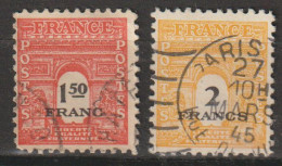 FRANCE : N° 708 Et 709 Oblitérés (Type Arc De Triomphe) - PRIX FIXE - - 1944-45 Arc Of Triomphe