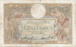 23-0742 Billet, France , 100 , Cent Francs ,LUC OLIVIER MERSON , CJ. 14.11.1935. CJ. - 100 F 1908-1939 ''Luc Olivier Merson''