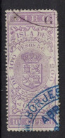 España / Spain, Isla De Cuba ~ 1885, Revenue Postal Tax Fiscal, Coat Of Arms, Giro, 10 C. Peso, Purple - Cuba (1874-1898)