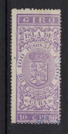 España / Spain, Isla De Cuba ~ 1885, Revenue Postal Tax Fiscal, Coat Of Arms, Giro, 10 C. Peso, Purple - Cuba (1874-1898)