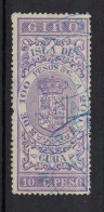 España / Spain, Isla De Cuba ~ 1885, Revenue Postal Tax Fiscal, Coat Of Arms, Giro, 10 C. Peso, Purple - Cuba (1874-1898)