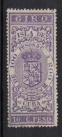 España / Spain, Isla De Cuba ~ 1885, Revenue Postal Tax Fiscal, Coat Of Arms, Giro, 10 C. Peso, Purple - Cuba (1874-1898)