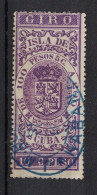 España / Spain, Isla De Cuba ~ 1885, Revenue Postal Tax Fiscal, Coat Of Arms, Giro, 10 C. Peso, Purple - Cuba (1874-1898)