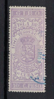 España / Spain, Isla De Cuba ~ 1885, Revenue Postal Tax Fiscal, Coat Of Arms, Giro, 10 C. Peso, Purple - Cuba (1874-1898)