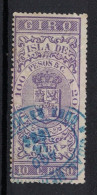 España / Spain, Isla De Cuba ~ 1885, Revenue Postal Tax Fiscal, Coat Of Arms, Giro, 10 C. Peso, Purple - Cuba (1874-1898)