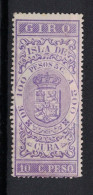 España / Spain, Isla De Cuba ~ 1885, Revenue Postal Tax Fiscal, Coat Of Arms, Giro, 10 C. Peso, Purple - Cuba (1874-1898)