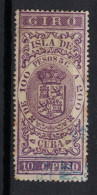 España / Spain, Isla De Cuba ~ 1885, Revenue Postal Tax Fiscal, Coat Of Arms, Giro, 10 C. Peso, Purple - Cuba (1874-1898)