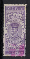 España / Spain, Isla De Cuba ~ 1885, Revenue Postal Tax Fiscal, Coat Of Arms, Giro, 10 C. Peso, Purple - Cuba (1874-1898)