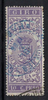 España / Spain, Isla De Cuba ~ 1885, Revenue Postal Tax Fiscal, Coat Of Arms, Giro, 10 C. Peso, Purple - Cuba (1874-1898)