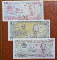 VIETNAM SET 500-1000-2000 DONG P.107.101.106 UNC.(B1/13-16-19 - Viêt-Nam