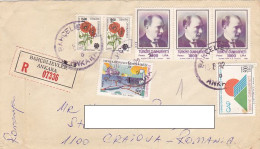 POPPY FLOWERS, KEMAL ATATURK, EMOS-1 CABLE SYSTEM, POWER PLANT, IRRIGATION, STAMPS ON REGISTERED COVER, 1992, TURKEY - Lettres & Documents