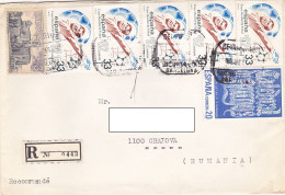ARCHITECTURE, CHURCH, SOCCER, STAMPS ON REGISTERED COVER, 1991, SPAIN - Usati
