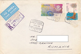 HOLY YEAR OF COMPOSTELA, AMOUNT 190 MACHINE OVERPRINTED STAMP ON REGISTERED COVER, 1996, SPAIN - Gebraucht