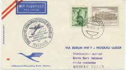 ÖSTERREICH 4.10.1956, Deutsche Lufthansa Ost Erstflug „BERLIN – MOSKAU“ Selt. Mitläuferpost Aus ÖSTERREICH (Hab.2530MLÖ) - Erst- U. Sonderflugbriefe